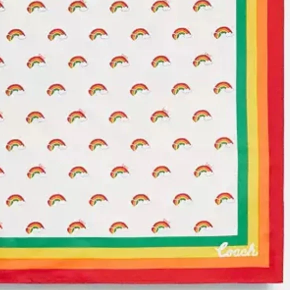 Coach Rainbow Print Silk Bandana NWT Discontinued Item - Picture 6 of 6